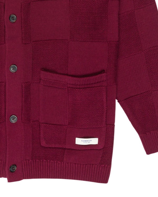 2 Textured Check Cardigan - Jersey con botones para hombre Rojo ELYSW00136 Element