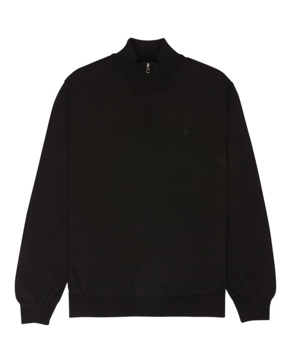 0 Icon Embroidery - Quarter Zip Jumper for Men Black ELYSW00146 Element