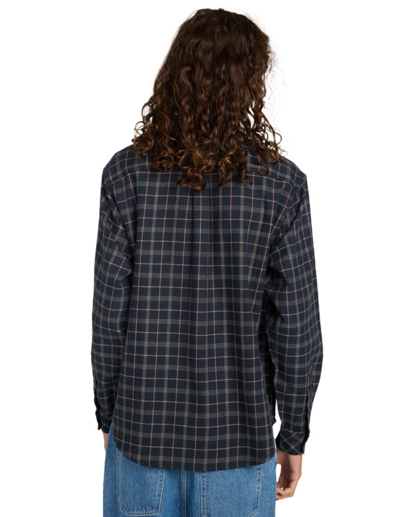 7 Button Down Regular Flannel - Long Sleeve Shirt for Men Blue ELYWT00183 Element