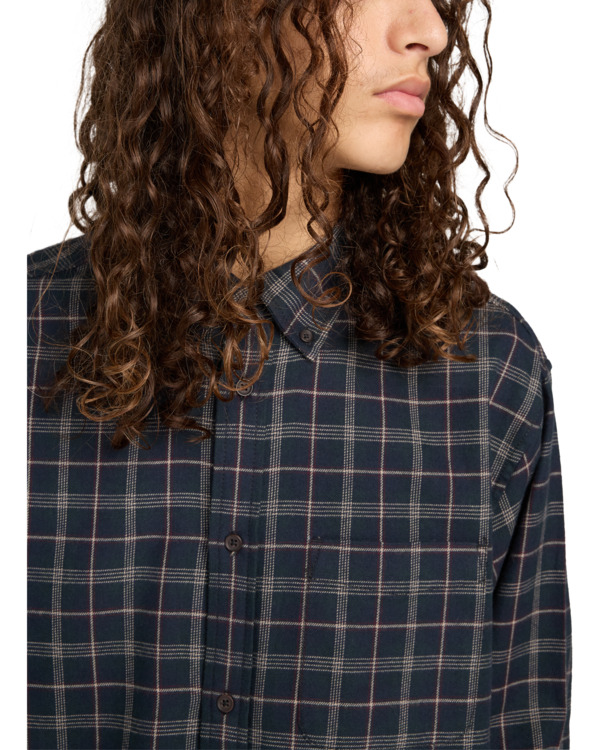 4 Button Down Regular Flannel - Long Sleeve Shirt for Men Blue ELYWT00183 Element