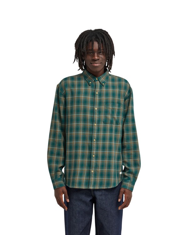6 Button Down Regular Flannel Green ELYWT00183 Element