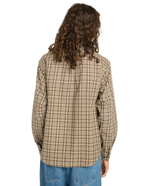 7 Button Down Regular Flannel - Long Sleeve Shirt for Men Beige ELYWT00183 Element