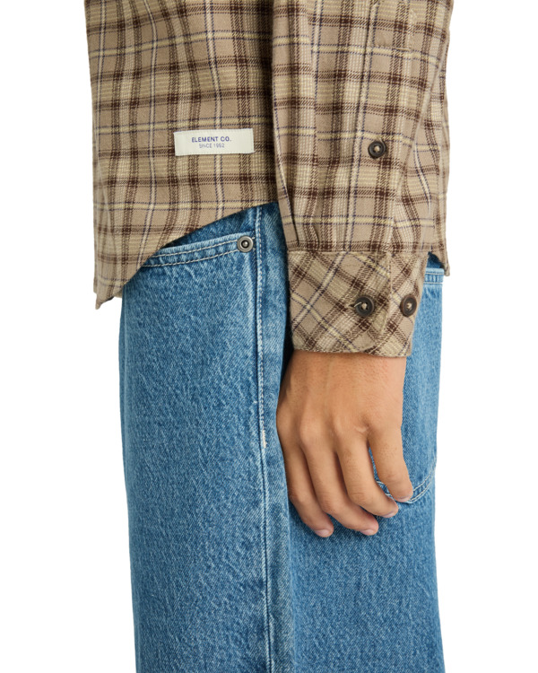 5 Button Down Regular Flannel - Long Sleeve Shirt for Men Beige ELYWT00183 Element