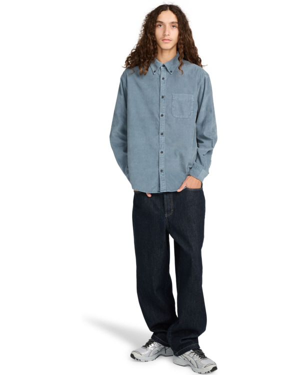 6 Button Down Regular Corduroy - Chemise en velours côtelé pour Homme Bleu ELYWT00187 Element