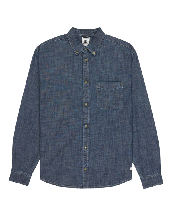 0 Button Down Regular Chambray - Long Sleeve Shirt for Men Blue ELYWT00192 Element