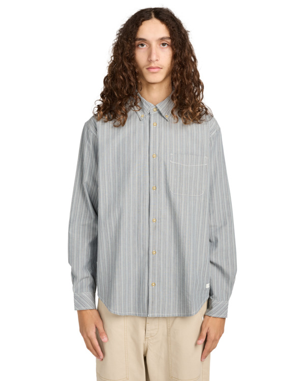 2 Button Down Regular Chambray - Long Sleeve Shirt for Men Blue ELYWT00192 Element