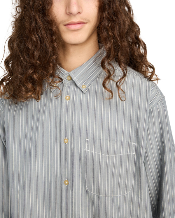 4 Button Down Regular Chambray - Long Sleeve Shirt for Men Blue ELYWT00192 Element