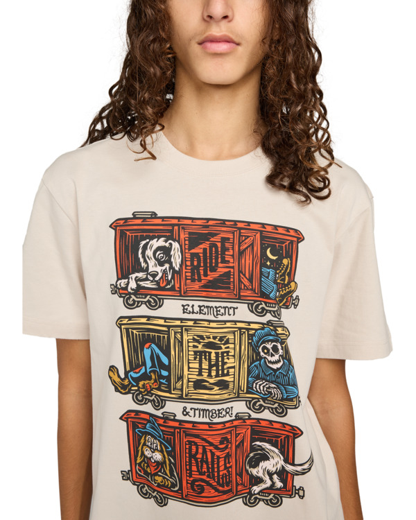 4 Timber Boxcar - Short Sleeve T-Shirt for Men Beige ELYZT00574 Element