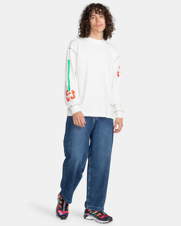 6 Skateboarding Mi Amor - Maglietta a maniche lunghe in materiale biologico White F1LSD5ELF2 Element
