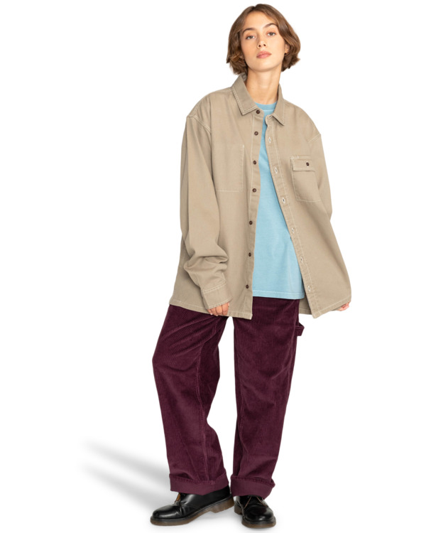 7 Canopy - Camisa de Manga Larga para Hombre Beige F1SHC6ELF2 Element
