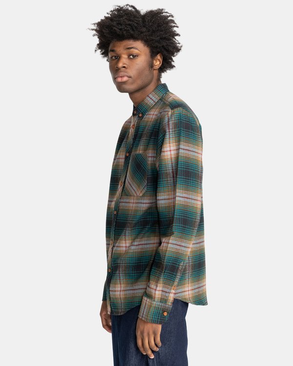 3 Lumber - Long Sleeve Flannel Shirt for Men Green F1SHC8ELF2 Element