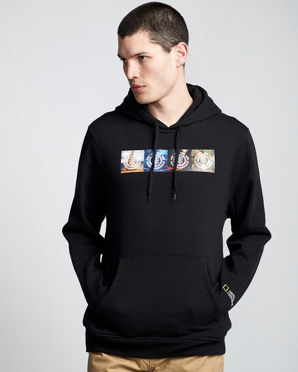 0 Horizontal Seasons - Sudadera con capucha para Hombre Negro Q1HOC1ELF9 Element