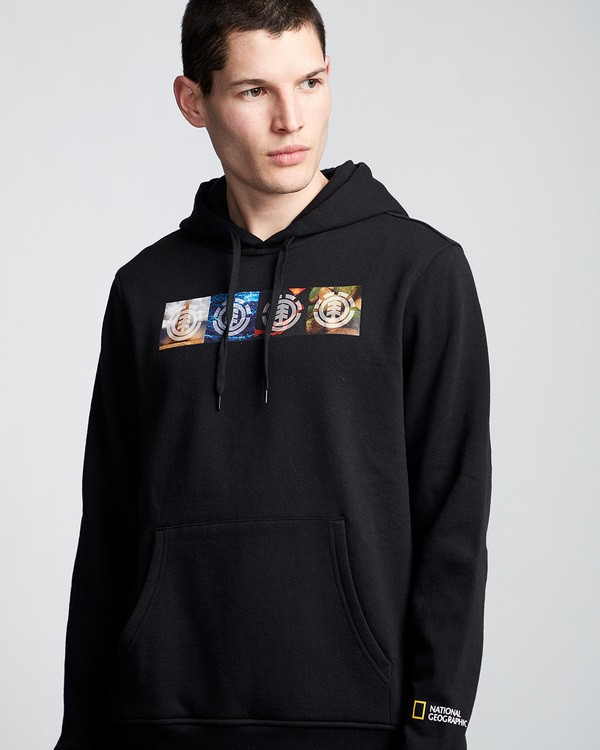 1 Horizontal Seasons - Sudadera con capucha para Hombre Negro Q1HOC1ELF9 Element