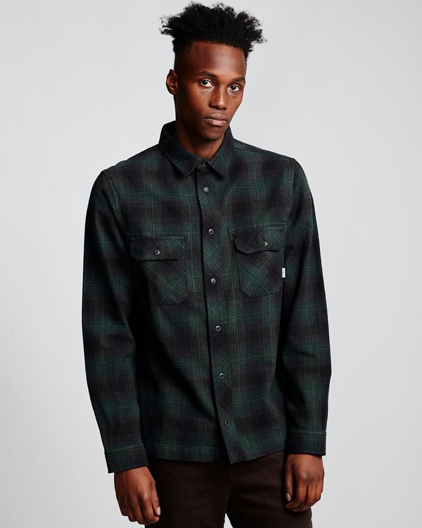 0 Wentworth Shadow - Camicia a Maniche Lunghe da Uomo Green Q1SHA7ELF9 Element