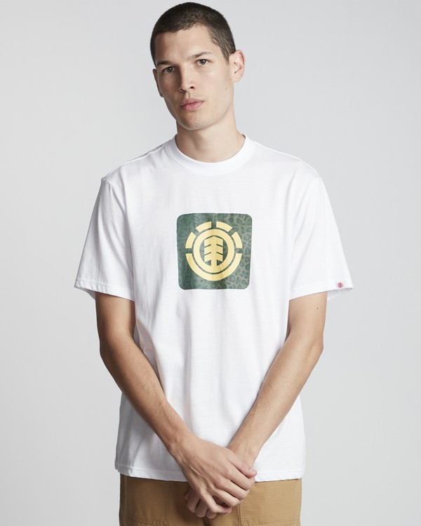 1 Leopard Block Icon - Camiseta de manga corta para Hombre Blanco S1SSA5ELP0 Element