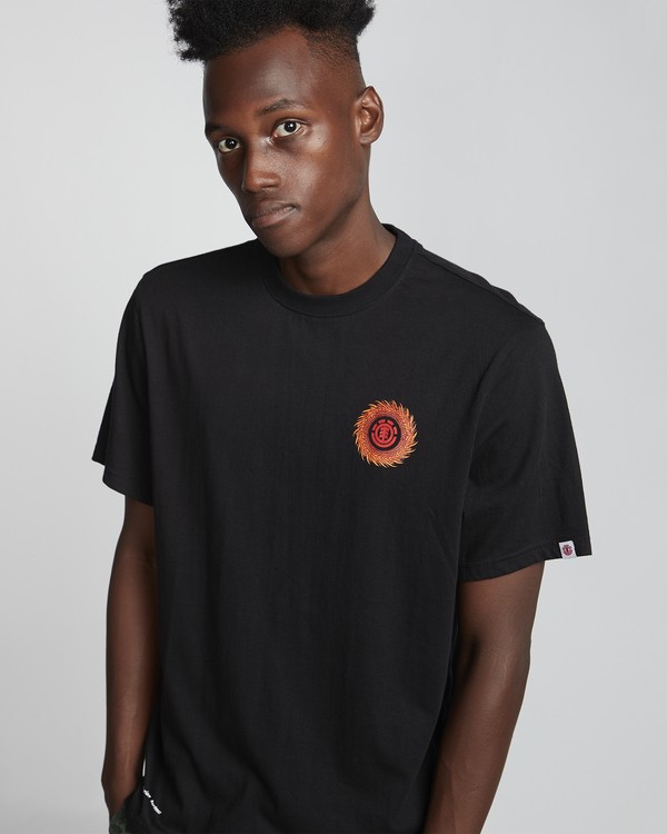 4 Florian - T-Shirt manches courtes en coton biologique pour Homme Noir S1SSG1ELP0 Element
