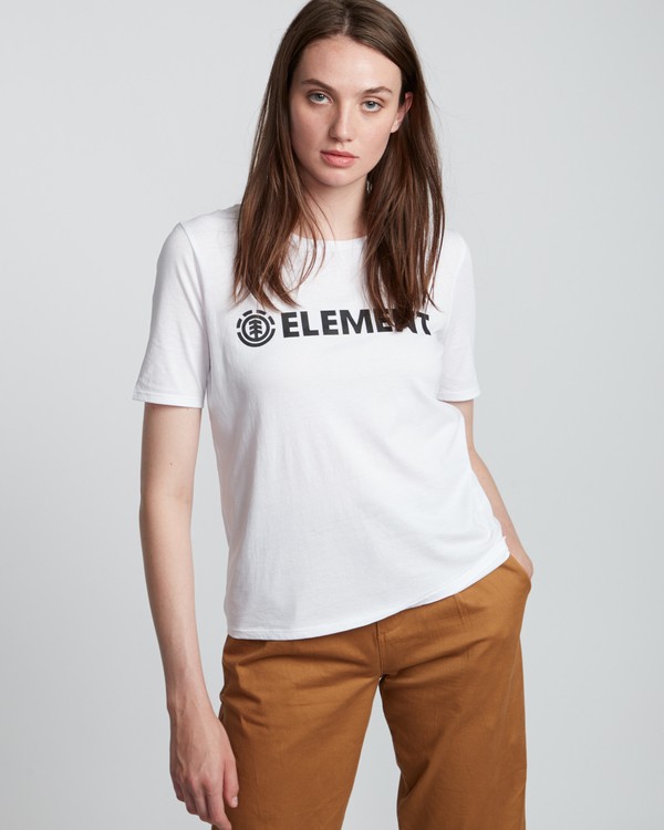 1 Element Logo - Organic Cotton Short Sleeve T-Shirt for Women White S3SSA1ELP0 Element