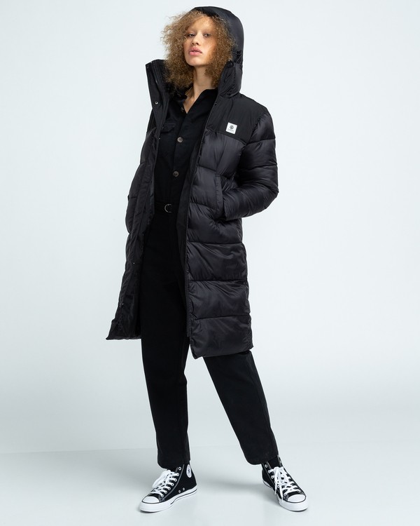 1 Wolfeboro Dulcey Puff Long - Chaqueta Acolchada para Mujer Negro U3JKA7ELF0 Element