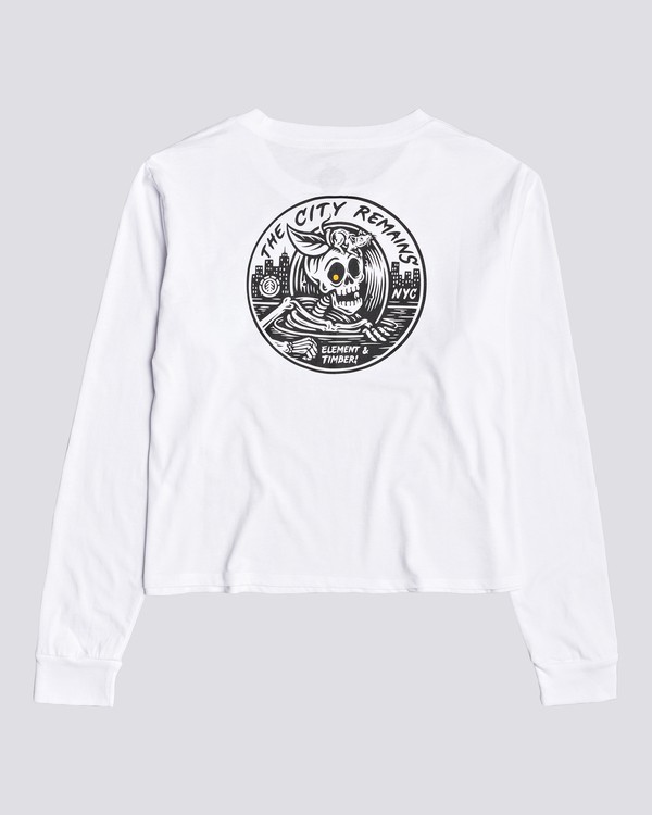 0 Timber! The Remains B Side Crop - Long Sleeve T-Shirt for Women White U3LSA1ELF0 Element