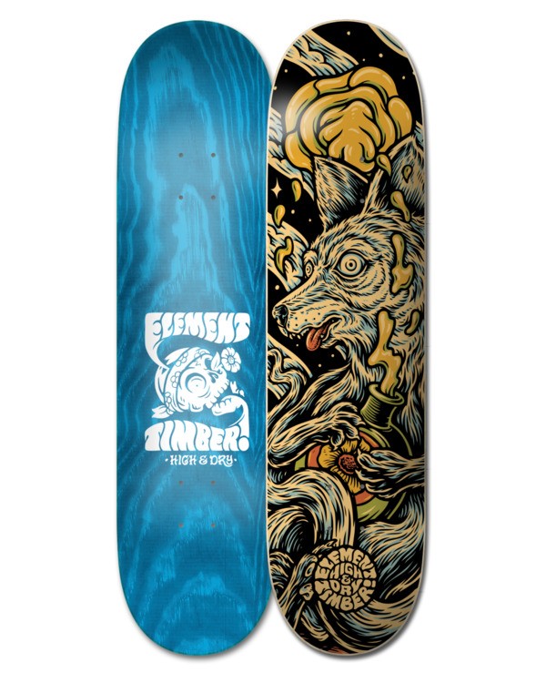 0 Element x Timber! 8.38" High Dry Wolf - Skateboard Deck Black W4DCB8ELP1 Element