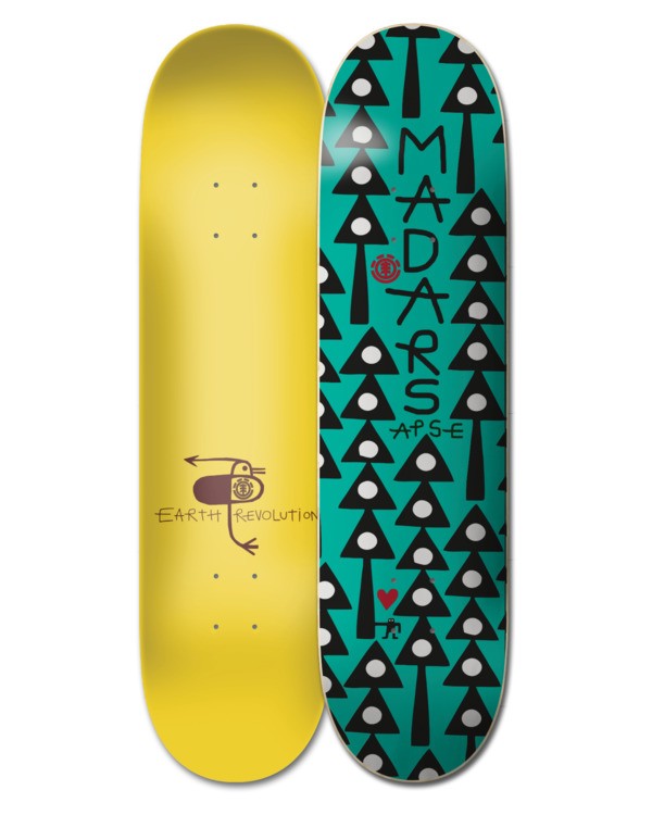 0 8.38" Earth Rev Madars - Skateboard Deck Black W4DCC1ELP1 Element