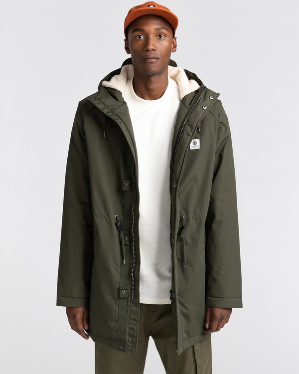 Mens green jacket with fur hood online