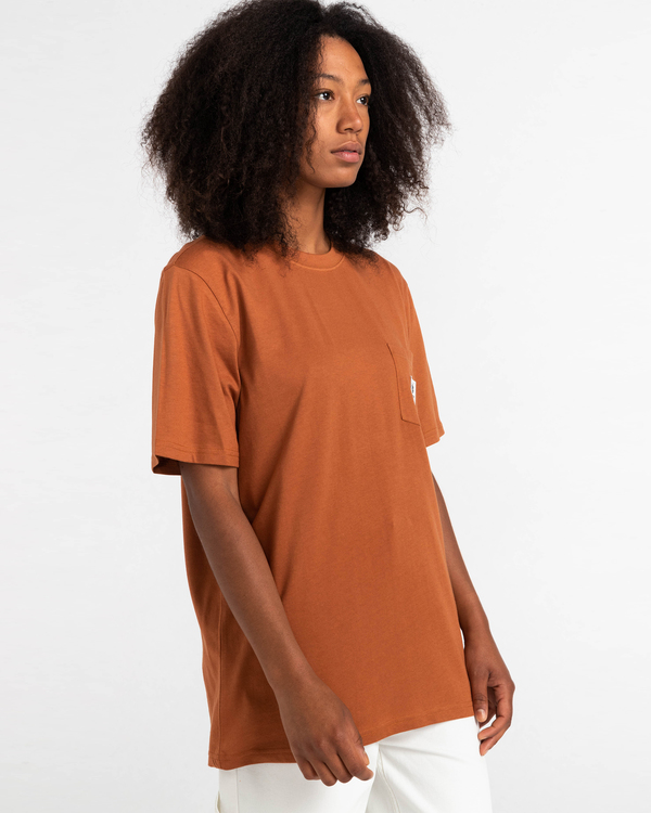 5 Basic Label - T-shirt manches courtes Marron Z1SSI1ELF1 Element