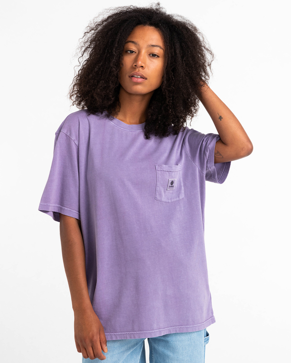 5 Basic Label - T-shirt manches courtes Violet Z1SSI1ELF1 Element