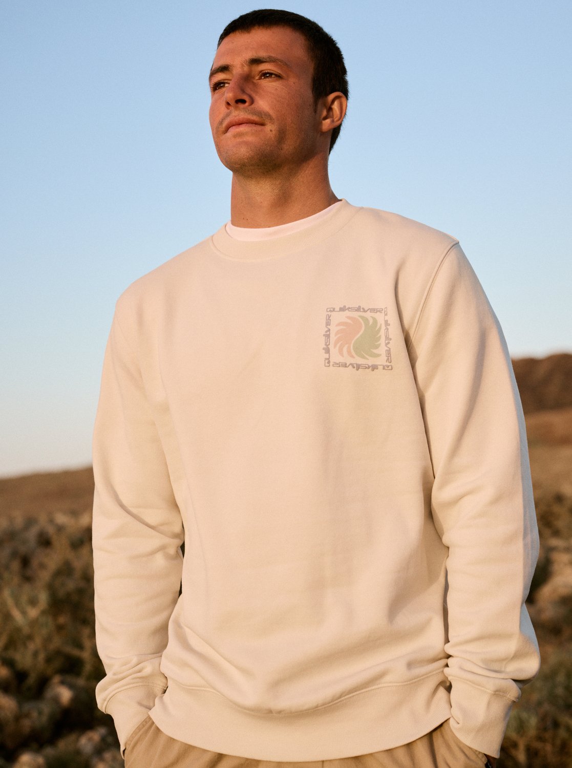 Vibes - Men's White Crew Neck Sweatshirt | Quiksilver