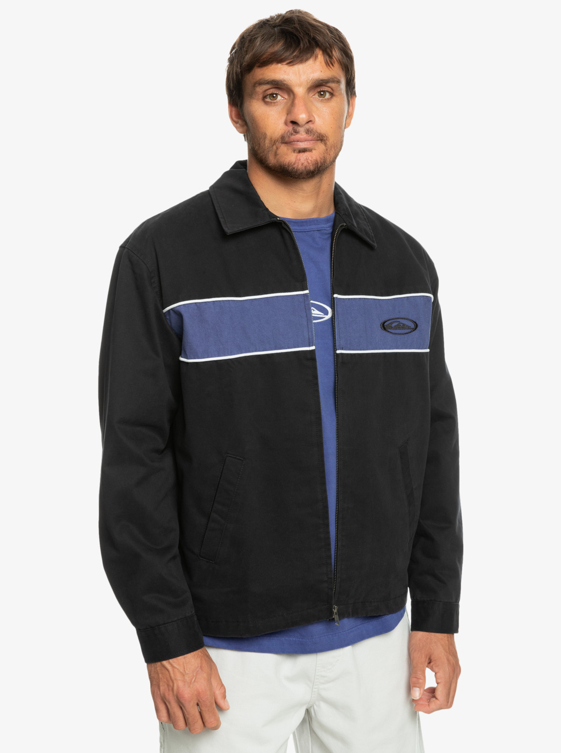 PETAR PETROV ネイビー ナイロン シャツジャケット eqyjk03950_quiksilver,