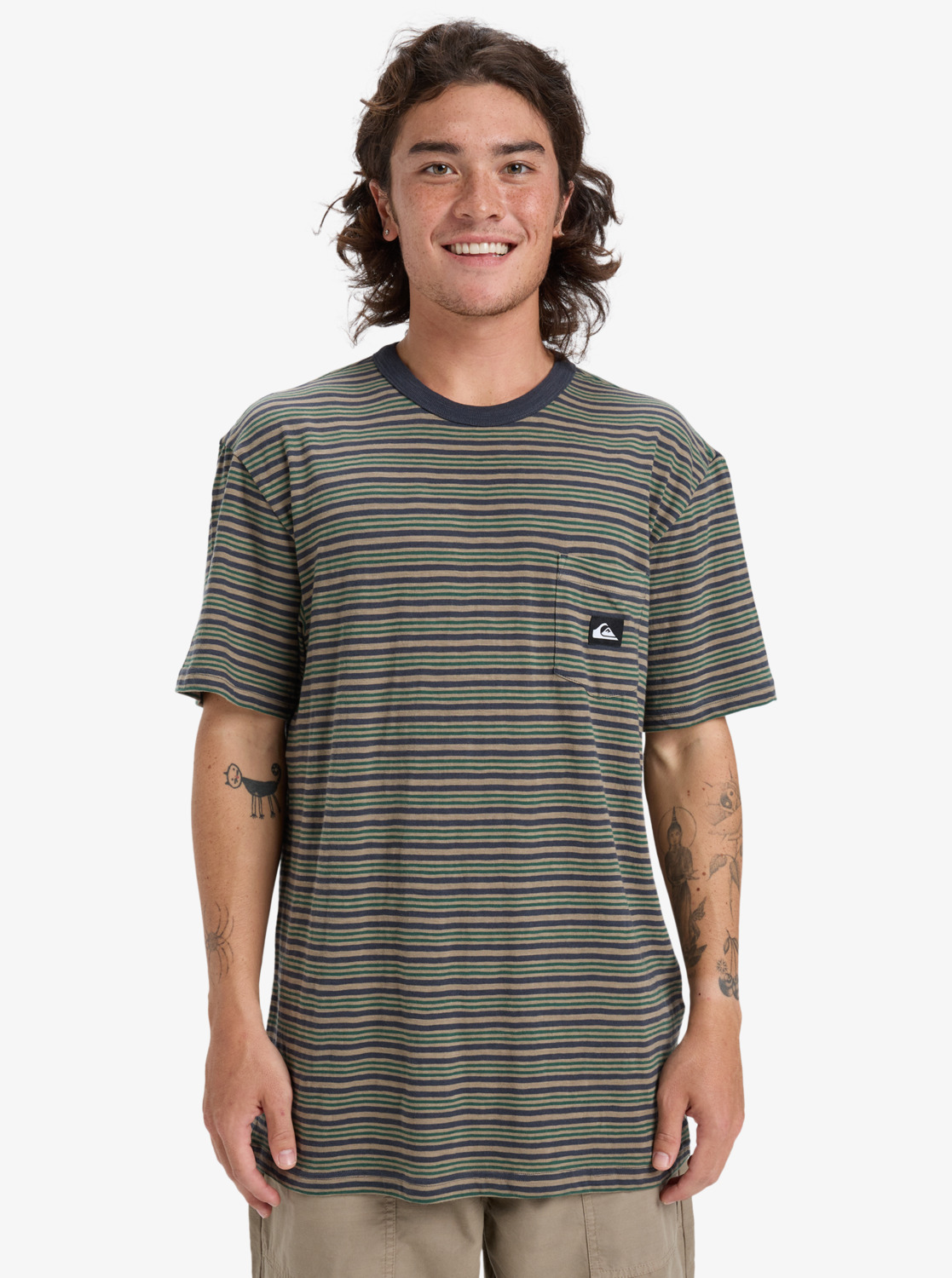 Onyx Striped - Men's Beige Short Sleeve T-Shirt | Quiksilver