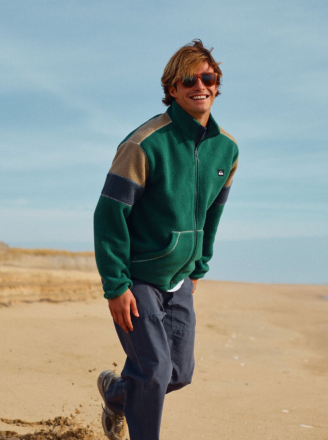 Clean Coast Block - Men's Green Full Zip Fleece | Quiksilver