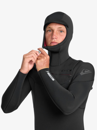 quiksilver, 5/4/3mm Everyday Sessions - Combinaison de surf à capuche avec zip poitrine pour Homme, BLACK (blk) 5/4/3mm Everyday Sessions - Hooded Chest Zip Wetsuit for Men  25AW203504