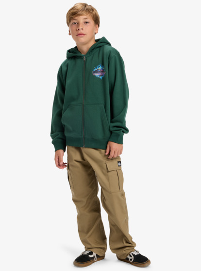 quiksilver, Graphic Zip - Full Zip Hoodie for Boys 8-16, TREKKING GREEN (tkr) Graphic Zip - Full Zip Hoodie for Boys 8-16  EQBFT03958