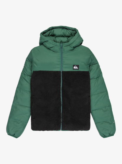 quiksilver, Scaly Reversible - Hooded Insulator Jacket for Boys 8-16, TREKKING GREEN (tkr) Scaly Reversible - Hooded Insulator Jacket for Boys 8-16  EQBJK03347
