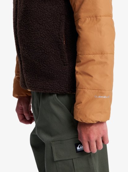 quiksilver, Scaly Reversible - Veste isolante à capuche pour Garçon 8-16 ans, ALMOND (cmd0) Scaly Reversible - Hooded Insulator Jacket for Boys 8-16  EQBJK03347