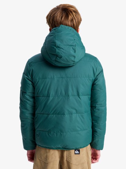 quiksilver, Scaly Reversible - Hooded Insulator Jacket for Boys 8-16, TREKKING GREEN (tkr) Scaly Reversible - Hooded Insulator Jacket for Boys 8-16  EQBJK03347