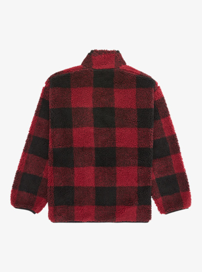 quiksilver, Mercury Woodlands Sherpa - Geblokte sherpa top met halve rits voor Jongens 8-16, WOODLANDS BIKING RED (rsg1) Mercury Woodlands Sherpa - Half Zip Sherpa Check for Boys 8-16  EQBPF03017