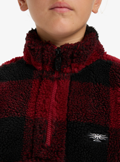 quiksilver, Mercury Woodlands Sherpa - Geblokte sherpa top met halve rits voor Jongens 8-16, WOODLANDS BIKING RED (rsg1) Mercury Woodlands Sherpa - Half Zip Sherpa Check for Boys 8-16  EQBPF03017