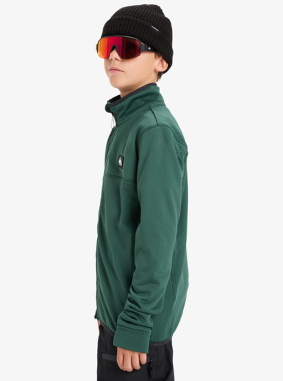 quiksilver, Steep Point - Full Zip Technical Fleece for Boys 8-16, TREKKING GREEN (tkr) Steep Point - Full Zip Technical Fleece for Boys 8-16  EQBPF03021