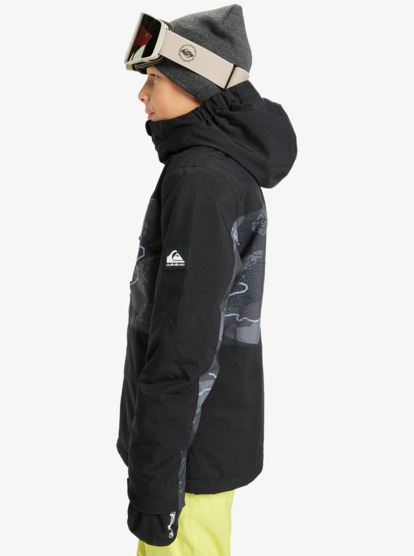 quiksilver, Side Hit Printed 10K - Funktionelle Snow-Jacke mit Kapuze für Jungs 4-16, CAMOSTROKES TRUE BLACK (kvj1) Side Hit Printed - Technical Snow Jacket for Boys 4-16  EQBTJ03220