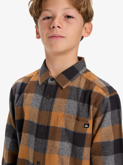 quiksilver, Motherfly Plaid - Long Sleeve Shirt for Boys 8-16, ALMOND MOTHERFLY CHECK (cmd1) Motherfly Plaid - Long Sleeve Shirt for Boys 8-16  EQBWT03405