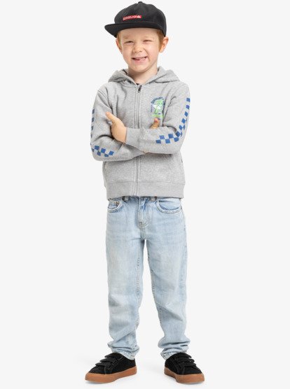 quiksilver, Graphic Zips - Sweat à capuche zippé pour Garçon, LIGHT GREY HEATHER (sjsh) Graphic Zips - Full Zip Hoodie for Boys  EQKFT03407