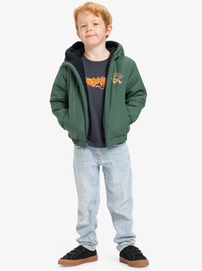 quiksilver, Reversible All Seas - Hooded Insulator Jacket for Boys, TREKKING GREEN (tkr) Reversible All Seas - Hooded Insulator Jacket for Boys  EQKJK03129