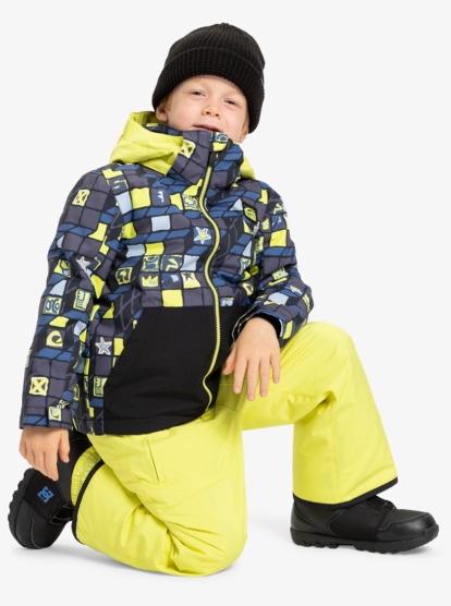 quiksilver, Little Mission Kids 10K - Funktionelle Snow-Jacke mit Kapuze für Jungen, 3D CHECKER YELLOW PLUM (yeg1) Little Mission Kids - Technical Snow Jacket for Boys  EQKTJ03026