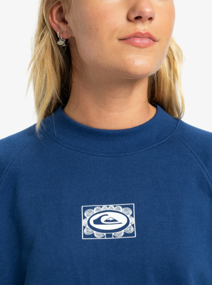 quiksilver, Graphic - Crew Neck Sweater for Women, ESTATE BLUE (bsw0) Graphic - Crew Neck Sweater for Women  EQWFT03198