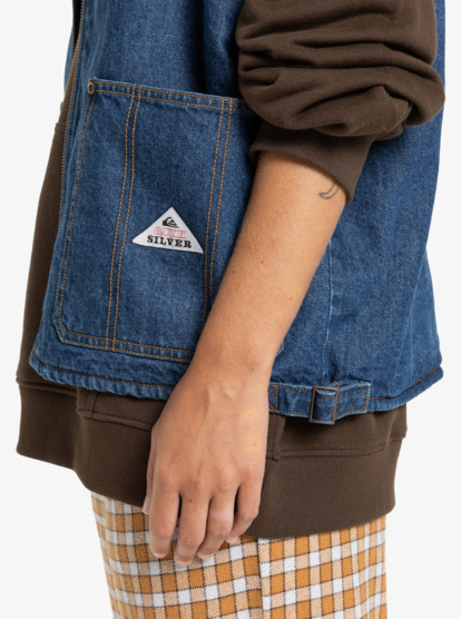 quiksilver, Road By Night Lined - Denim Jacket for Women, MEDIUM BLUE (bygw) Road By Night Lined - Denim Jacket for Women  EQWJK03081