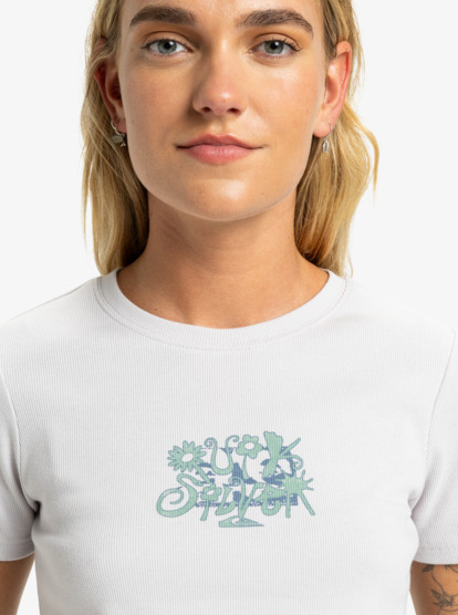 quiksilver, Sunday - Camiseta de manga corta para mujer, LILAC MARBLE (sfn0) Sunday - Short Sleeve T-Shirt for Women  EQWKT03197