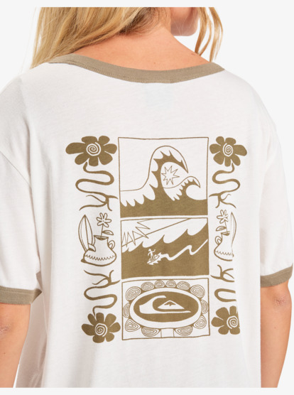 quiksilver, Ringer Screen - Short Sleeve T-Shirt for Women, SNOW WHITE (wbk0) Ringer Screen - Short Sleeve T-Shirt for Women  EQWKT03204
