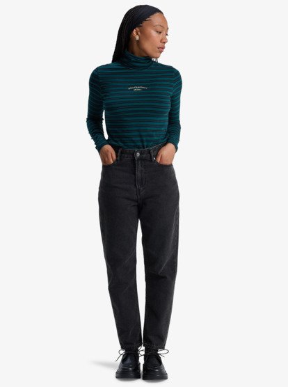 quiksilver, Mercury Turtle - Camiseta de manga larga para mujer, BOTANICAL GREEN MERCURY STRIPE (gze3) Mercury Turtle - Long Sleeve T-Shirt for Women  EQWKT03206